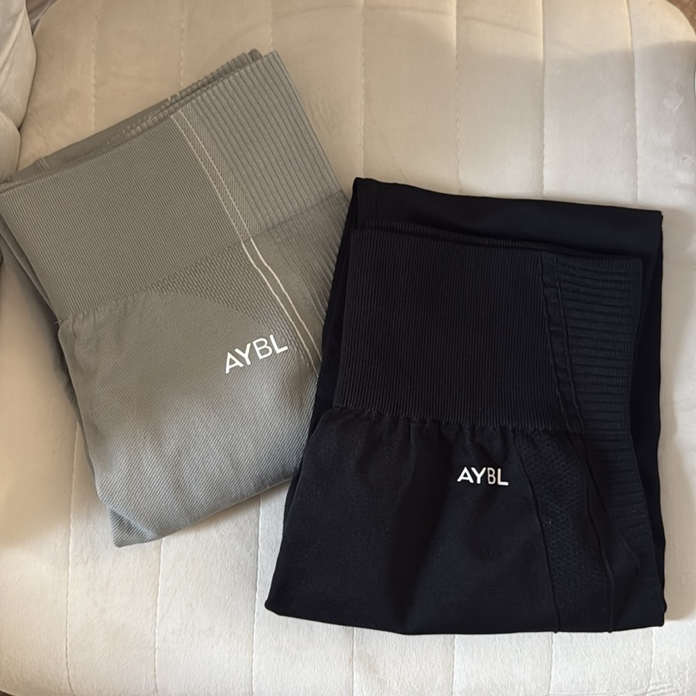 NWOT SET OF 2 AYBL Grey & Black Leggings